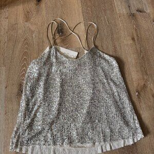 Sofia NWT Silver Sequin Tank Top Size L